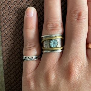 Ring- mixed metal blue gemstone